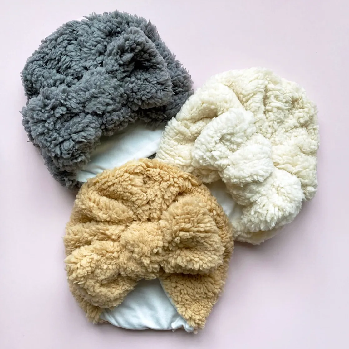 Baby Girl Teddy Bow Turban Beanie