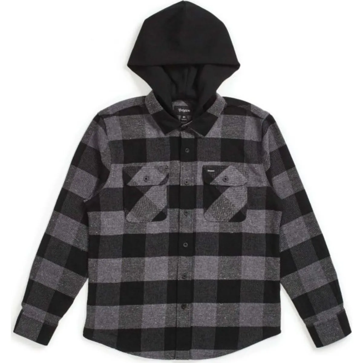 BOWERY HOOD L/S FLANNEL - BLACK/HEATHER GREY