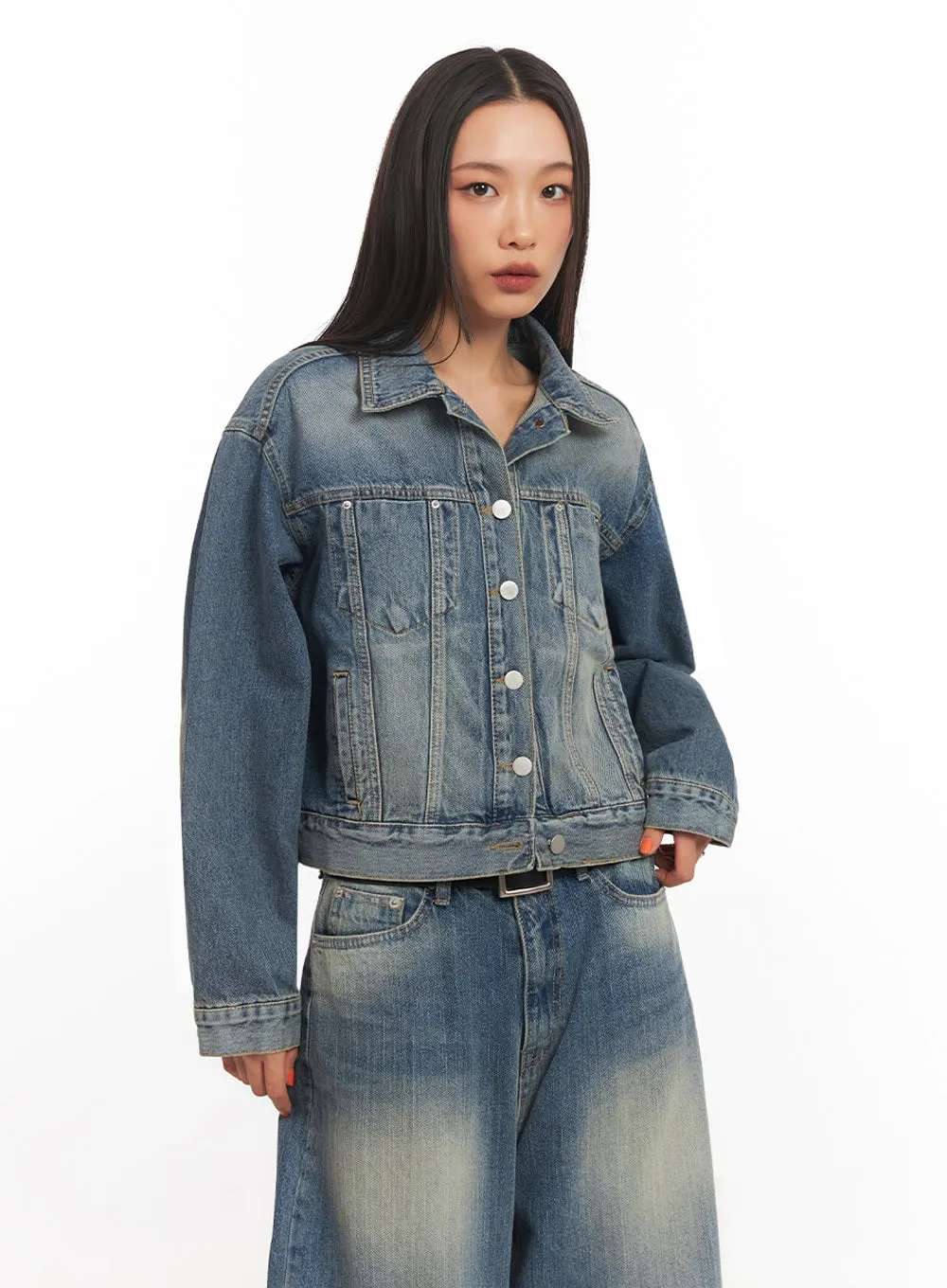Button-Up Denim Jacket IA507
