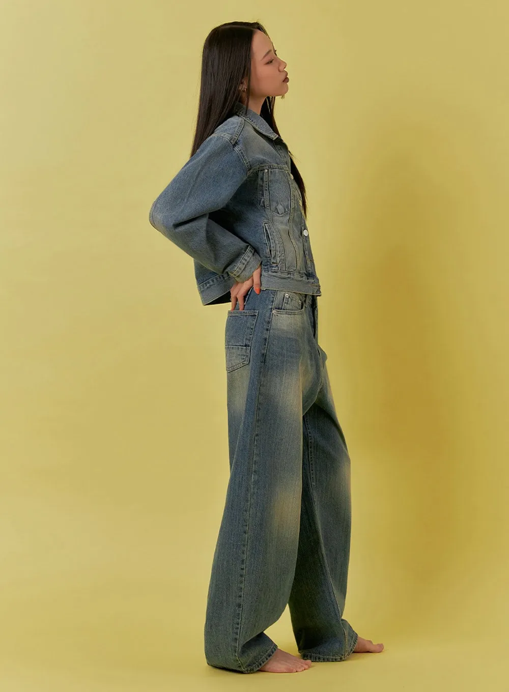 Button-Up Denim Jacket IA507