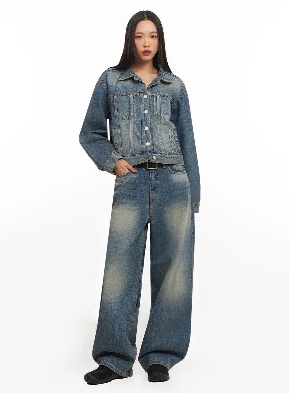 Button-Up Denim Jacket IA507