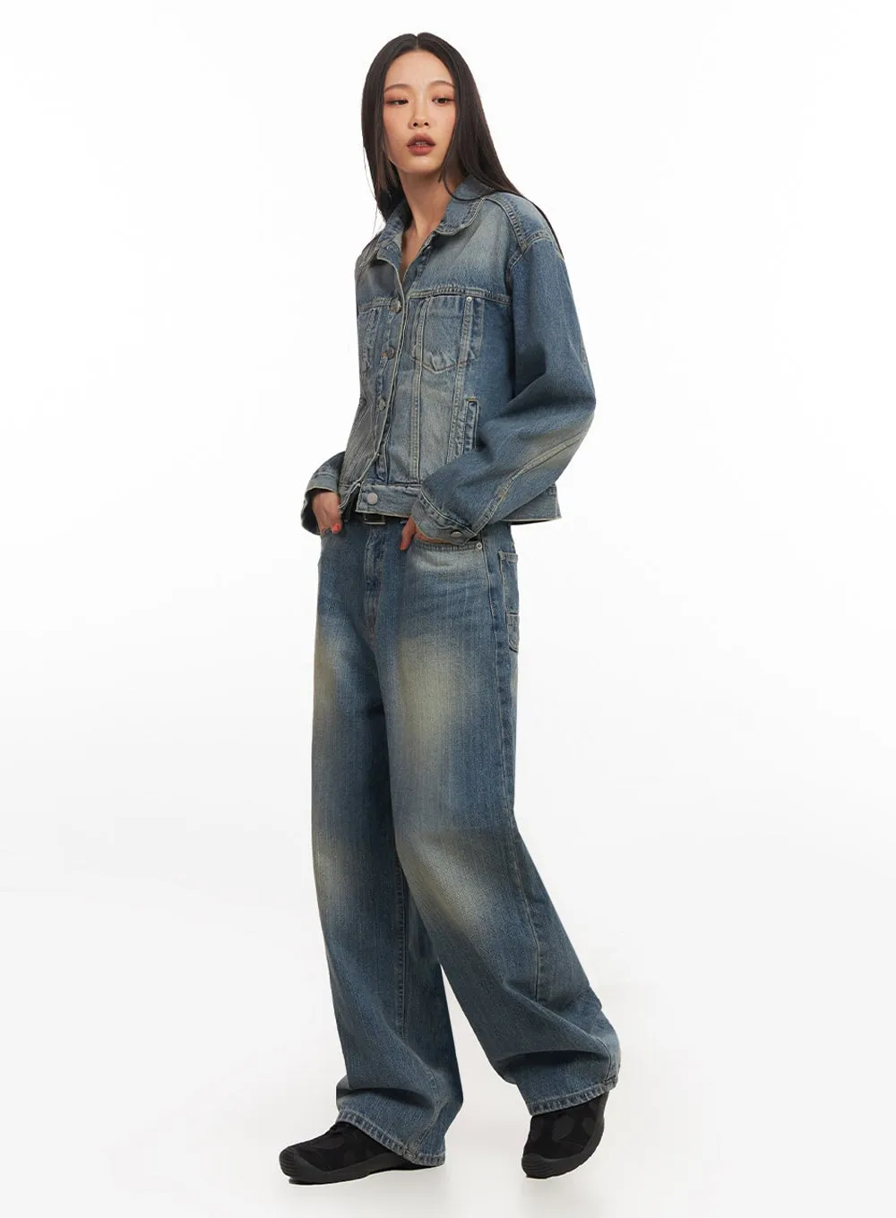 Button-Up Denim Jacket IA507