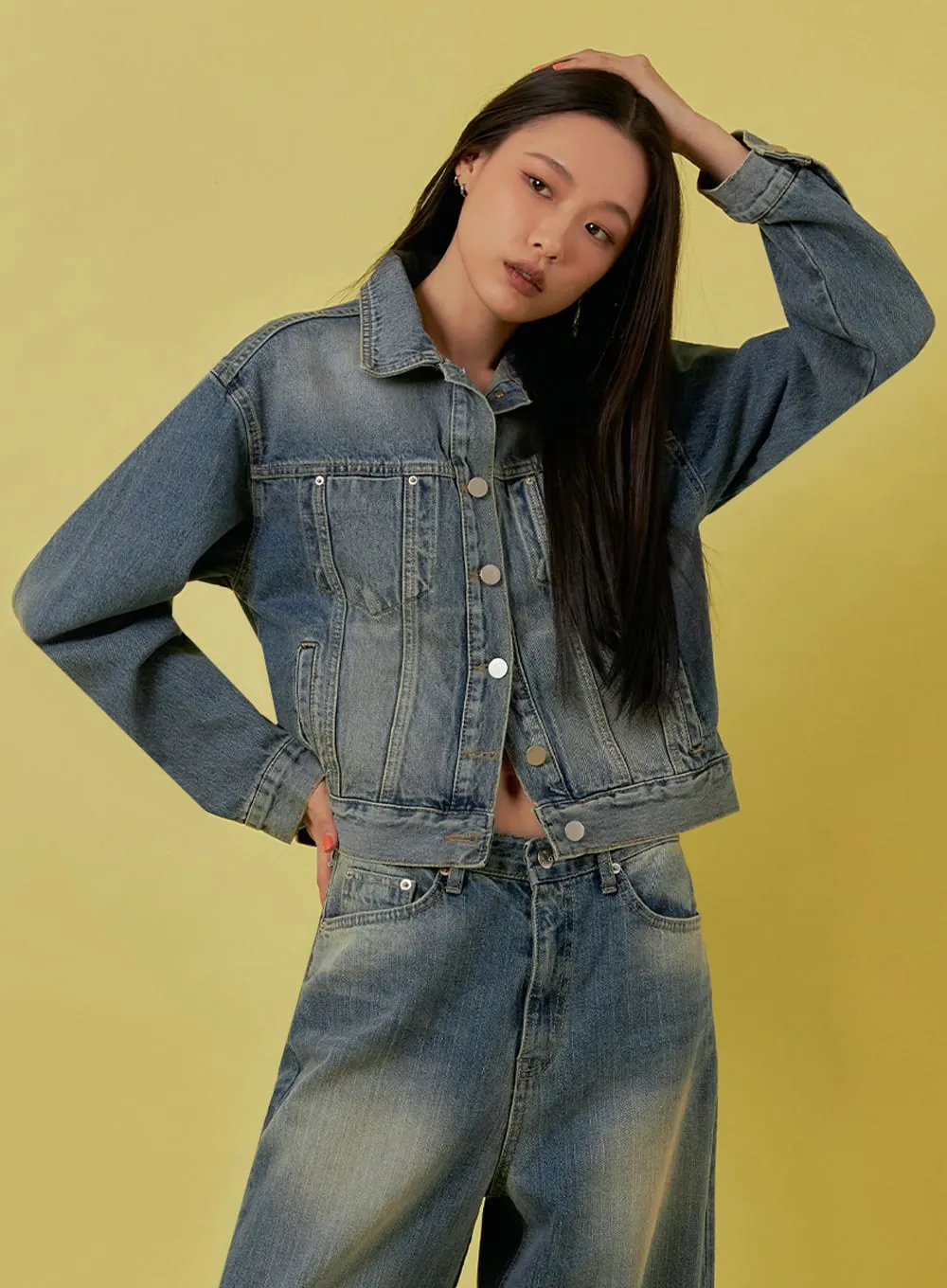 Button-Up Denim Jacket IA507