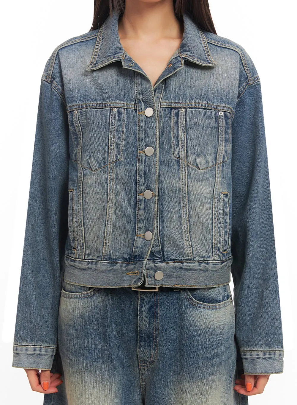 Button-Up Denim Jacket IA507