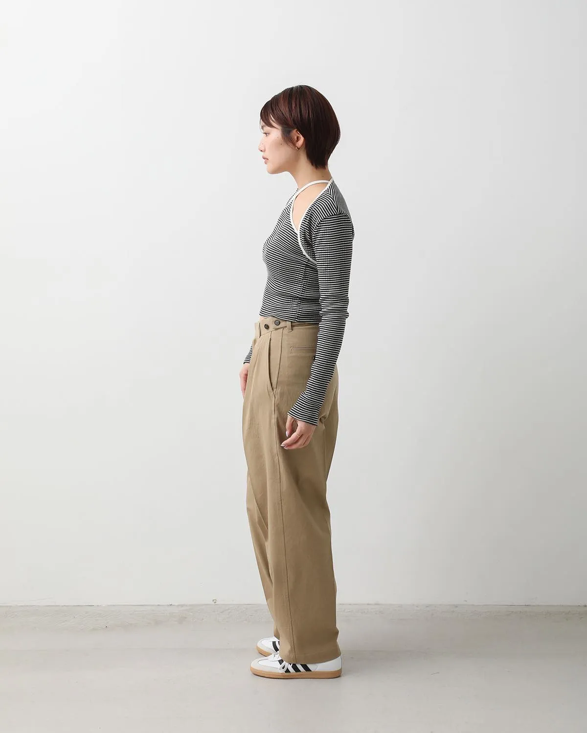 COTTON CHINO CLOTH WAIST ADJUSTMENT PANTS