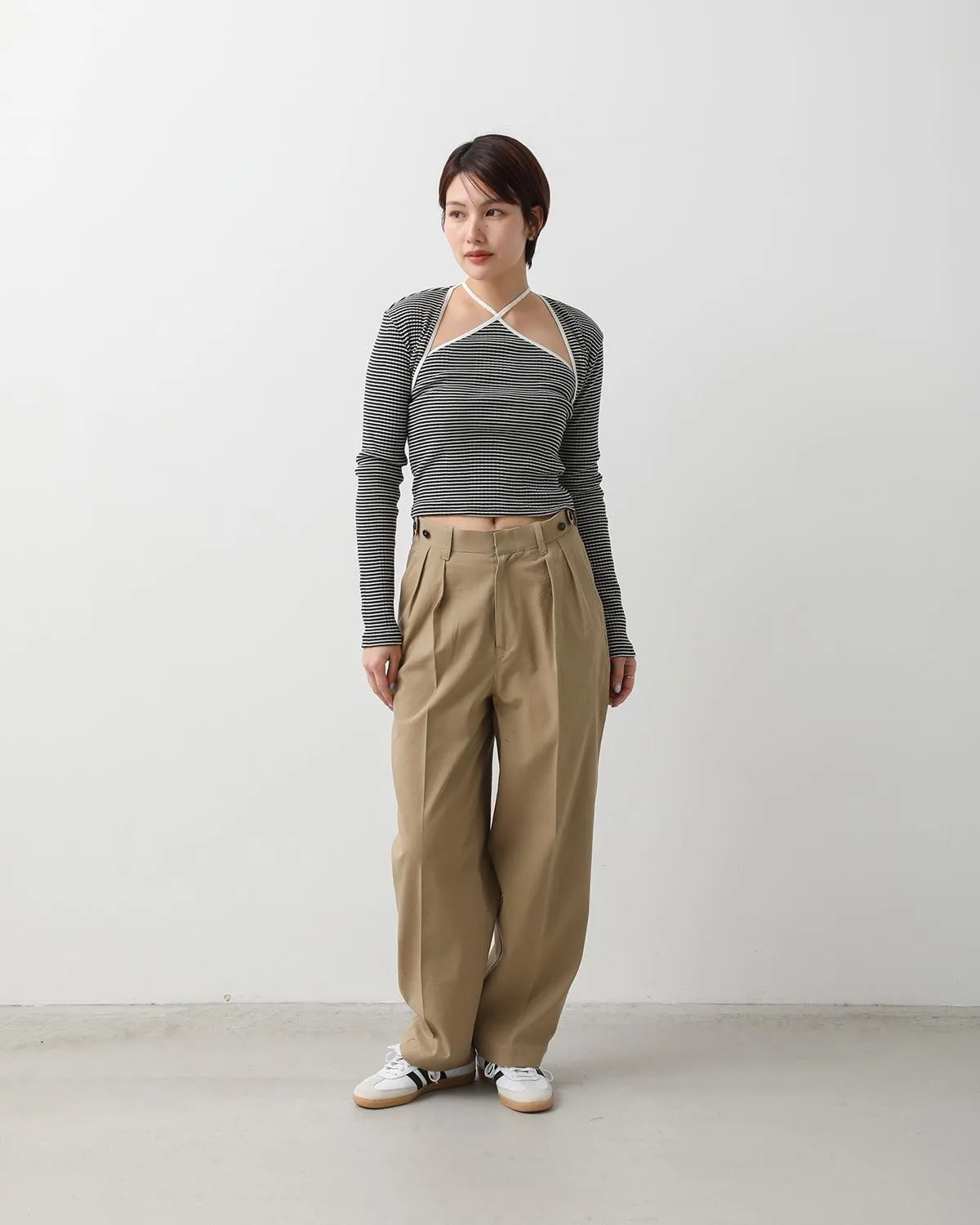 COTTON CHINO CLOTH WAIST ADJUSTMENT PANTS
