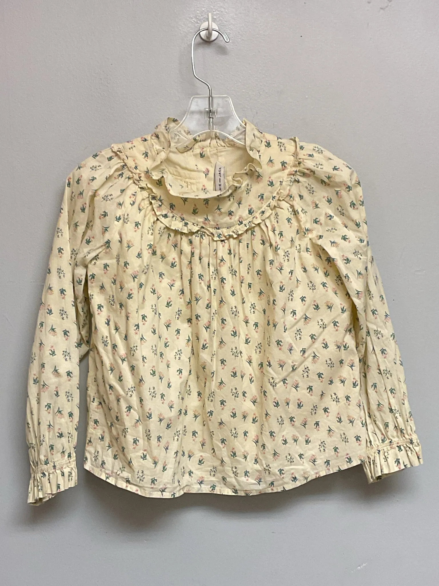 Janie and Jack Size 6 Cream Floral Cotton Girls Blouses & Button Downs