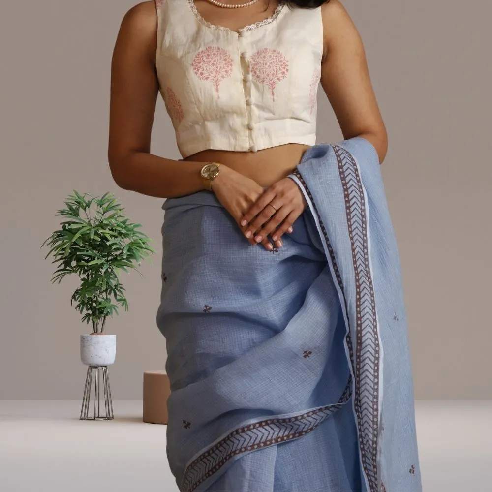 The Camelia Blouse | Sleeveless | Breathable Cotton | Hand Block Print | White