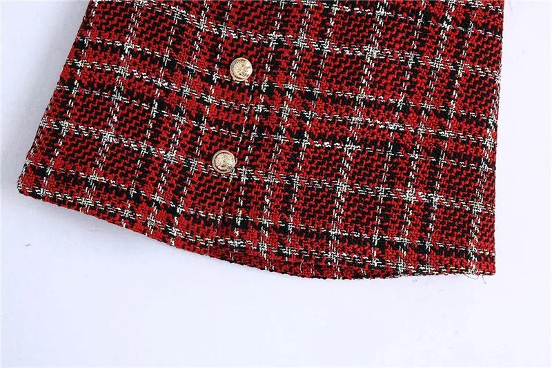 TWEED CHECK MINI SKIRT