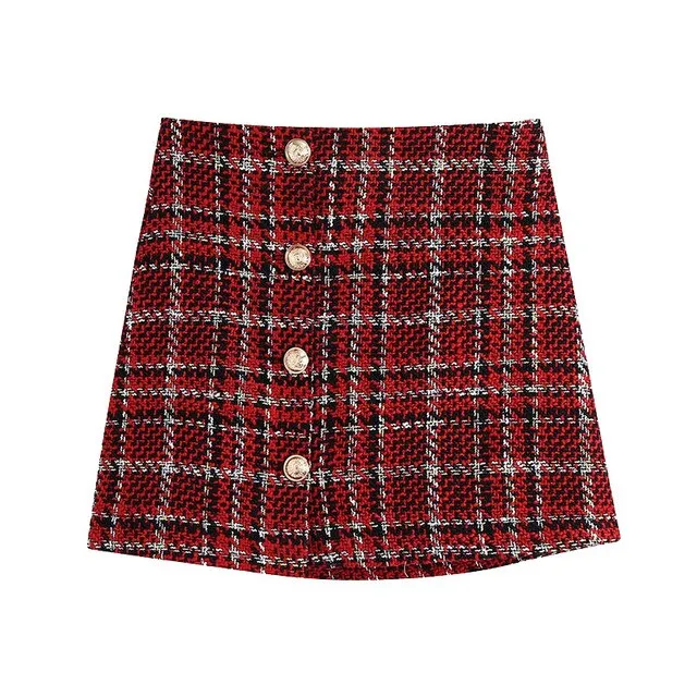 TWEED CHECK MINI SKIRT