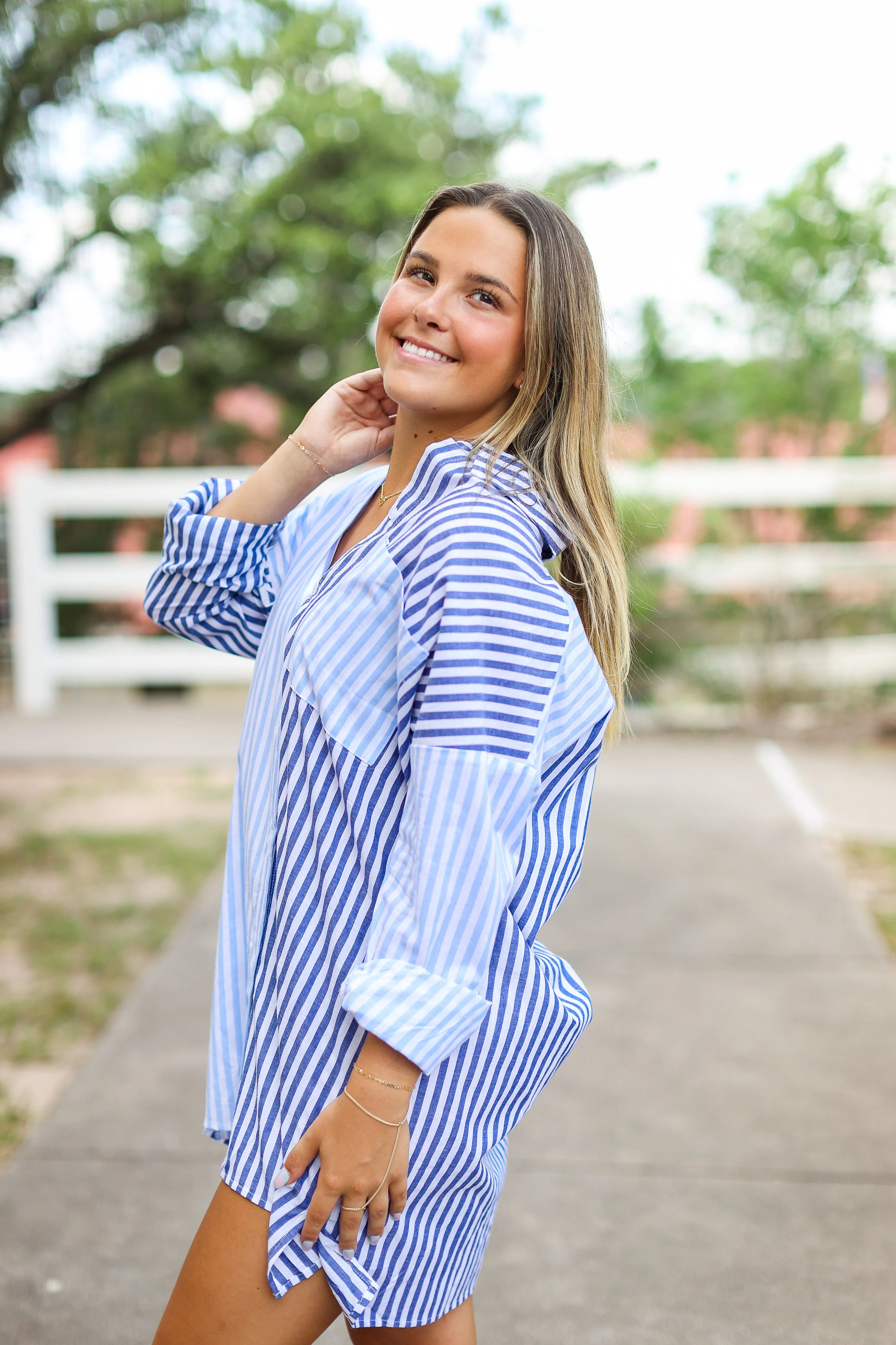 Winnie Blue Cabana Stripe Dress
