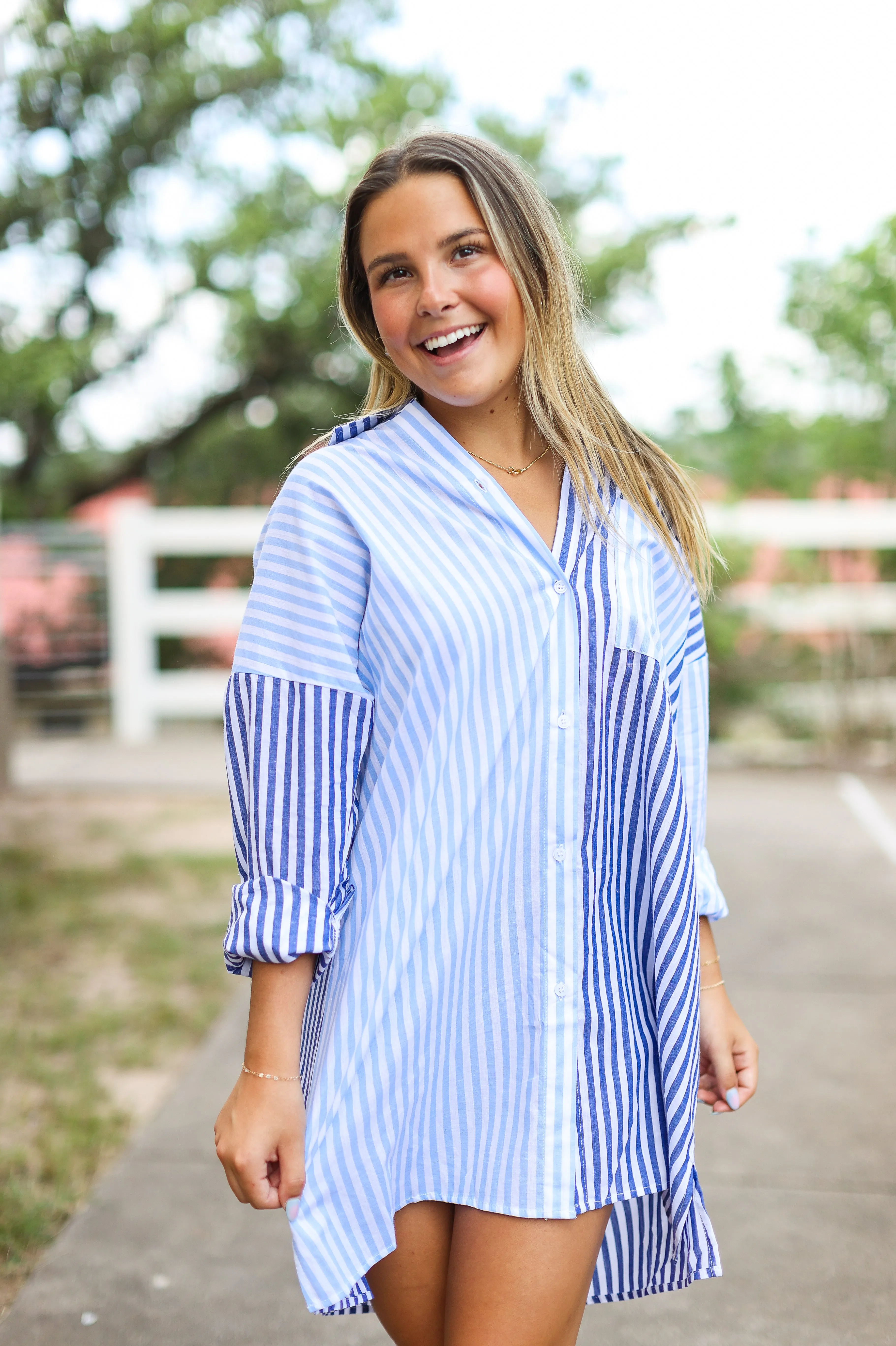 Winnie Blue Cabana Stripe Dress